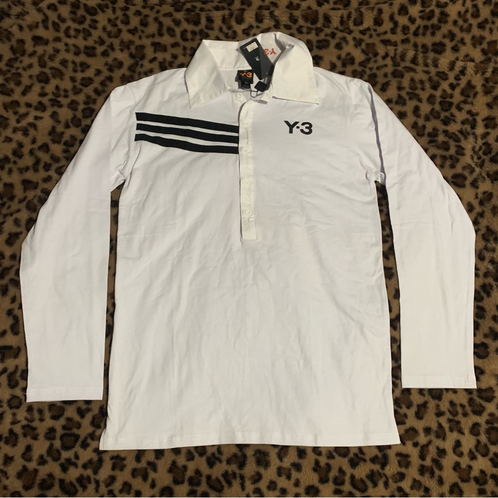 Y-3 Yohji Yamamoto Adidas White Long Sleeve Polo Shirt